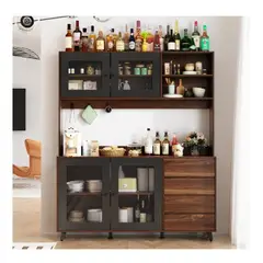TU MESITA - Alacena Moderna Maretto NegroMarrón 4 puertas 4 cajones
