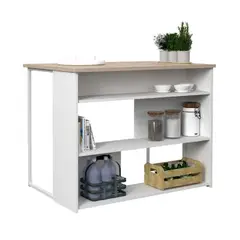 TU MESITA - Isla de Cocina Moderna Mercy color BlancoRoble