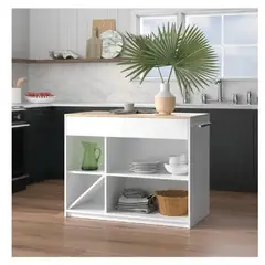 TU MESITA - Isla de Cocina Moderna Patricia color BlancoDuna 2 cajones