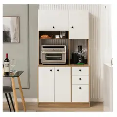 TU MESITA - Mueble de Cocina Fernet BlancoRoble 4 puertas 3 cajones
