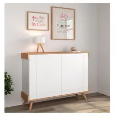 TU MESITA - Zapatera Moderna Jacky Melamina 18mm color Blanco 2 puertas