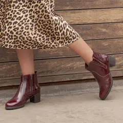 ECCO - Botas Casual Mujer Alissa05 Guinda Cuero Charol