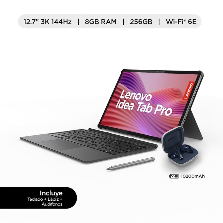 Tablet Idea Tab Pro TB373FU 127 3K 144Hz 8GB 256GB Lápiz Pen Plus Teclado y Moto buds