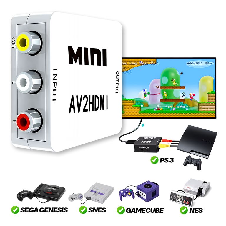 Convertidor Universal Audio y Video AV RCA a HDMI
