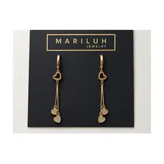 GENERICO - Aretes - Corazones Brillantes Largos Dorado - XUP