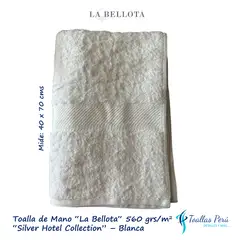 LA BELLOTA - Toalla Mano Blanco 560 grs 40×70 cm "La Bellota" Silver Hotelera