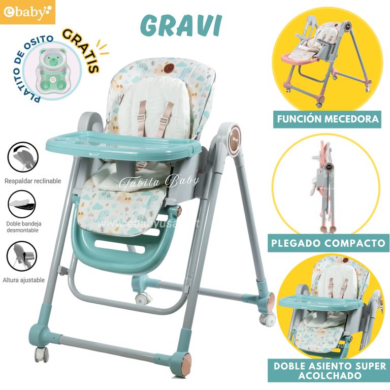 Silla de comer Plegable con mecedora GRAVI Verde
