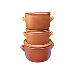 ACHALLAY ARTESANIA DE BARRO - Set de Ollas de Barro Rectas