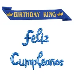 GENERICO - Set cumpleaños hombre banda y globos Birthday King