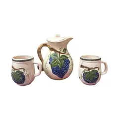 ACHALLAY ARTESANIA DE BARRO - Set de Jarra + 2 Tazas de Loza