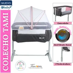 EBABY - Cuna Colecho Musical y vibrador Tami Rosado