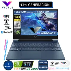 HP - LAPTOP VICTUS 15-FA1082WM CORE I5 13420H 16GB RAM DDR4 512GB SSD 6GB RTX4050 156 FHD