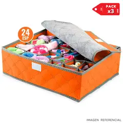 INSPIRA MARKET - Organizador Accesorios Ropa Interior 24 Espacios Plegable Pack x3