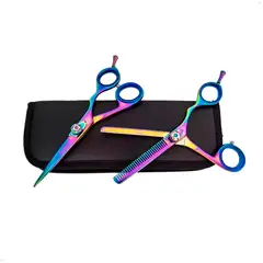 GENERICO - Combo Tijera Peluqueria de Corte Pulir Tornasol Peine