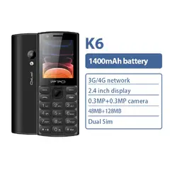 IPRO - K6 El Celular Básico 4G con Dual SIM Batería Duradera y Doble Camara Negro