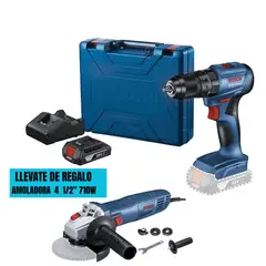 BOSCH - Taladro Percutor GSB 185-LI 18V + 1 Bateria + Amoladora GWS 700