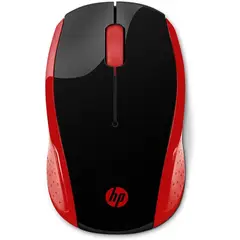 HP - Mouse 200 Wireless Óptico 1000 DPI Ambidextro Rojo/Negro - 2HU82AA