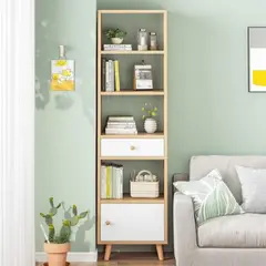 R&R MUEBLES - Estante Moderno Yamame Blanco y Marrón