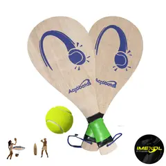 GENERICO - Raquetas paletas playa madera con pelota y malla