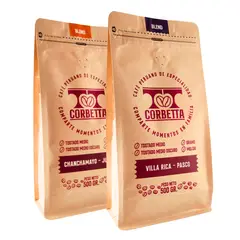 CORBETTA - Café de Especialidad Grano 500 Gr. Blend Chanchamayo Orange y Villa Rica Purple