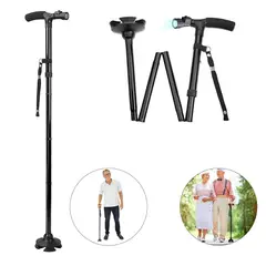 GENERICO - Bastón Ortopedico plegable antideslizante regulable con Luz Led