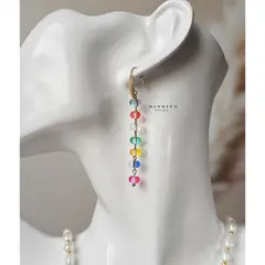 GENERICO - ARETES DE LARGOS MULTICOLOR DE CRISTAL ELEGANTES MUJER