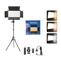 GENERICO - Kit Panel LED RL-1200 con Barndoors + Trípode 21m