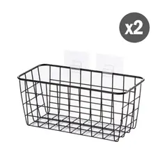 GENERICO - Kit x2 Cestas Repisas colgante de rejilla con gancho