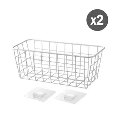 GENERICO - Kit x2 Cestas Repisas colgante de rejilla con gancho