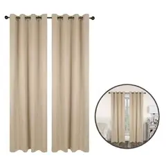 BUYPAL - Cortina Blackout Sala 140x240 cm en Poliéster Aro Metalico Beige 2