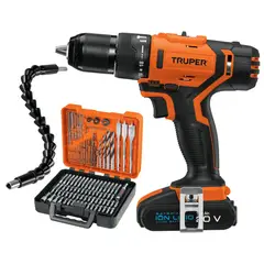 TRUPER - TALADRO PERCUTOR INALAMBRICO 20V, + SET 101 PIEZAS