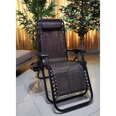GENERICO - SILLA PLEGABLE RECLINABLE REPOSERA DE TERRAZA GRAVEDAD CERO BANDEJA PORTA VASO