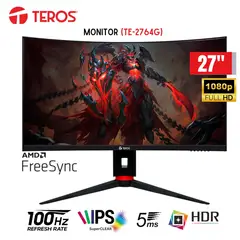 TEROS - Monitor Curvo TerosS TE-2764G, 27" Pulg. FHD VA, 240 Hz, HDMI, DP