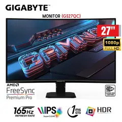 GIGABYTE - Monitor Curvo GS27QC 27 Pulg QHD 165Hz FreeSync y HDR
