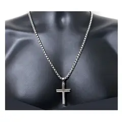 OEM - Collar Cruz Hombre Plana Grande Acero Inoxidable 316L
