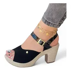 GENERICO - Sandalia Mujer Taco 9 Yute 2086L-55 Color Negro