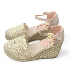 GENERICO - Sandalia Mujer Tejido Tarco 9 Cm 2086L-55 Color Beige
