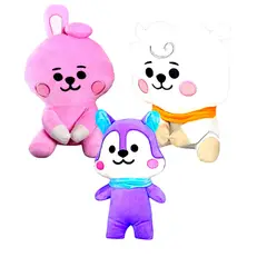GENERICO - Pack 3 peluches Baby BTS BT21 Cooky RJ Mang Ardilla