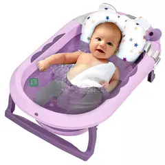 GENERICO - Bañera Tina de Baño Plegable Ballenita Con Termómetro Morado