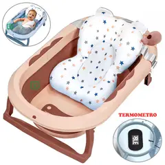 GENERICO - Bañera Tina de Baño Plegable Ballenita Con Termómetro Rosado