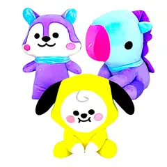 GENERICO - Pack 3 peluches Baby BTS BT21 Chimmy Mang Pony Mang Ardilla