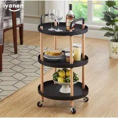 GENERICO - Mesa Auxiliar Rodante Multiusos Elegante de Madera Sala Hogar Oficina