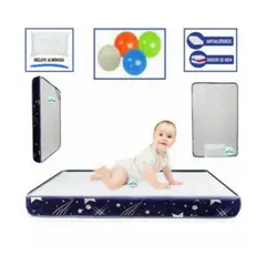 GENERICO - Colchón para cuna con almohada azul 67 x 10 x 110cm