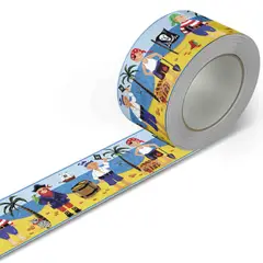 GENERICO - Cenefa Infantil Autoadhesiva Decorativa – Piratas Amarillo – 5.92 mts
