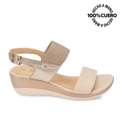 VIALE - Sandalia Strap Casual ALE-2117 Vainilla-Champagne Cuero