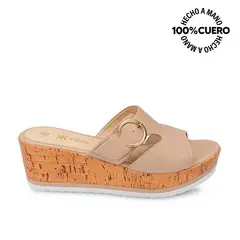 VIALE - Sandalia Slide Casual ALE-2508 Avena Cuero