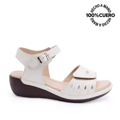 VIALE - Sandalia Dorsay Casual WIL-2501 Hueso Cuero