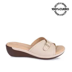 VIALE - Sandalia Slide Casual WIL-2502 Vainilla Cuero