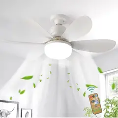 OEM - Foco Ventilador de Techo 5 Aspas Luz Fría/Cálida/Neutra + Control