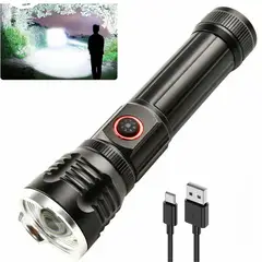CAFINI - Linterna Led Táctica Con Zoom Telescópico - Recargable